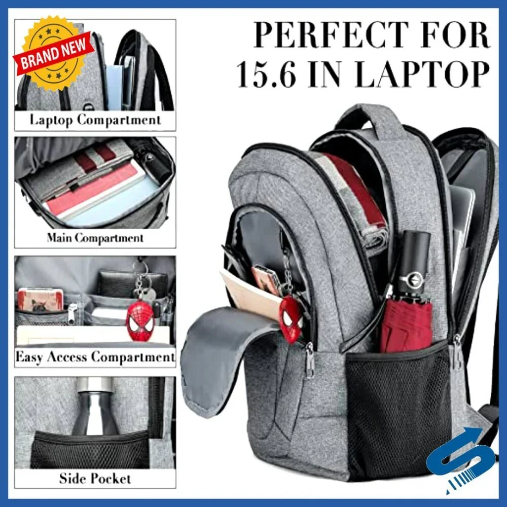 Travel Laptop Backpack Anti Theft Slim Durable USB Charging Port Computer Bag - Picture 2 of 7